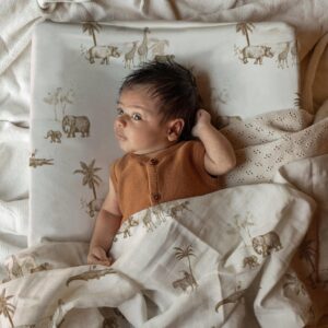 Yumi Baby Aankleedkussenhoes 40X70 Cm Vintage Jungle Taupe Ecru 8720828347980